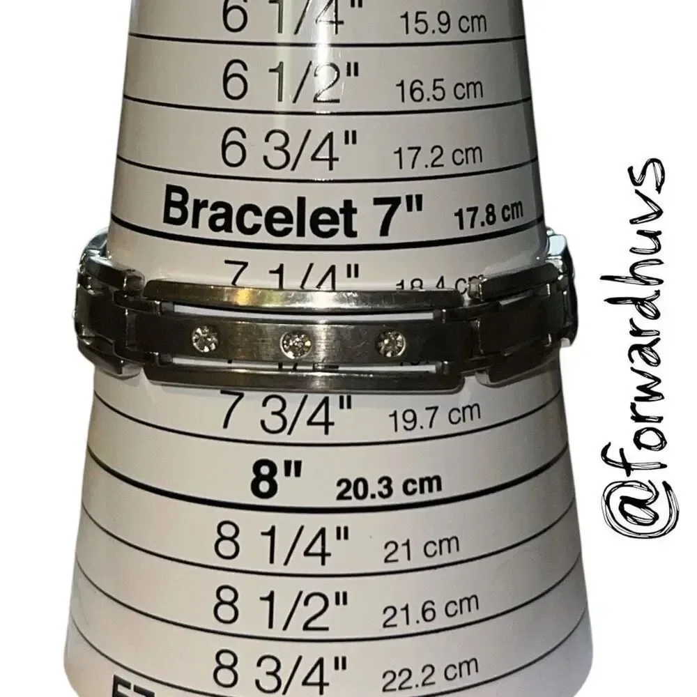 Stainless Steel 10K WGD with 3 Diamonds Men’s 316L Bracelet